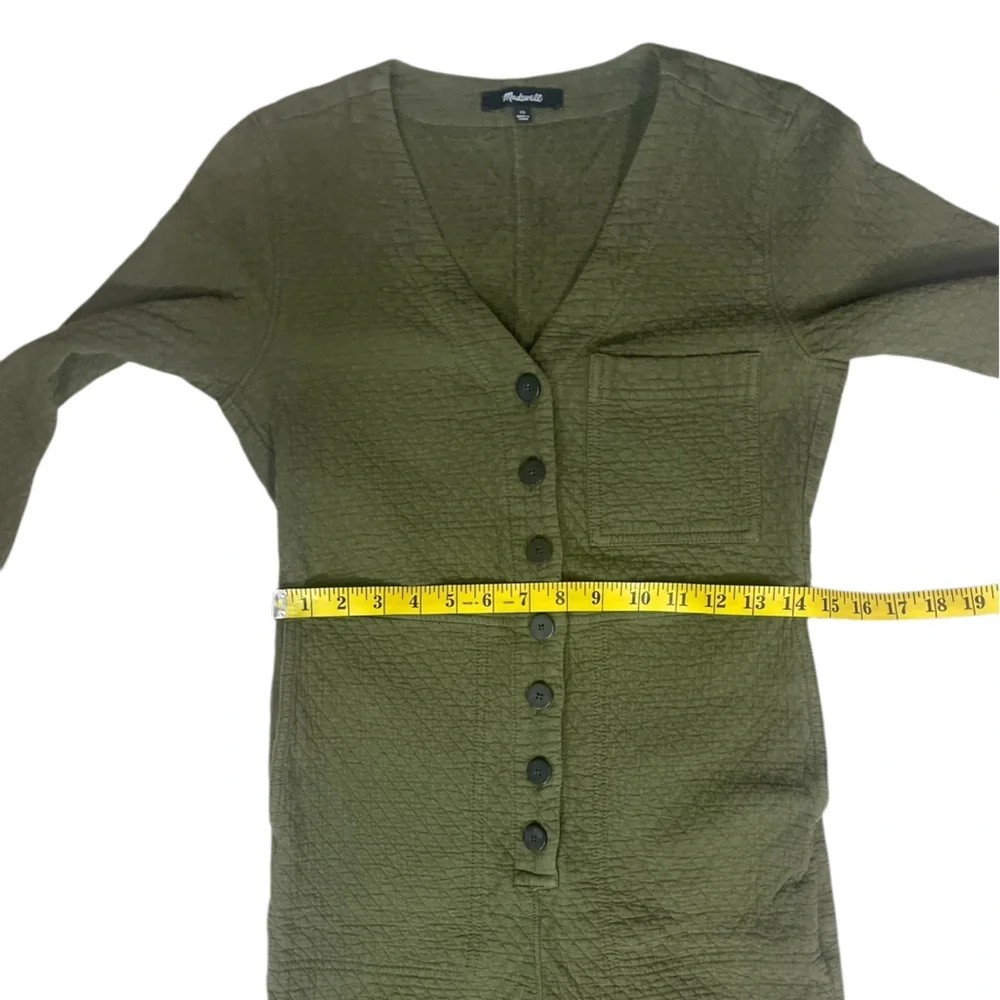 Madewell Olive Green Diamond Jacquard Button-Up Coverall Jumpsuit